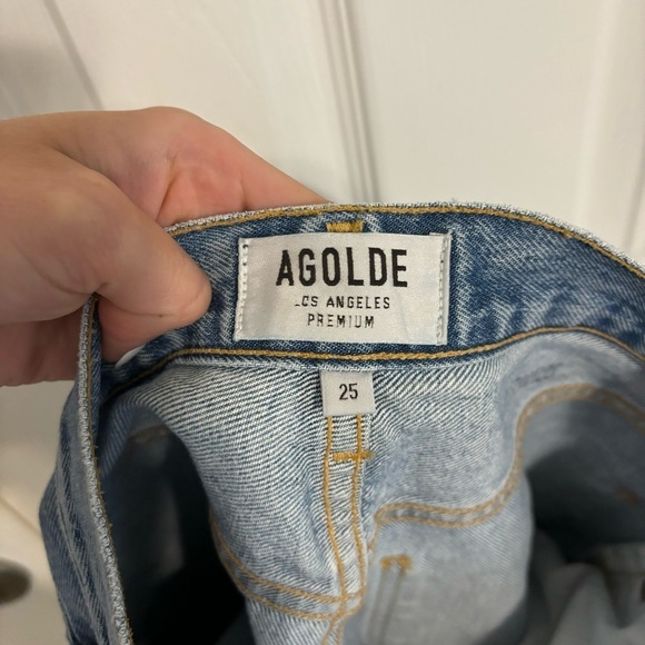 Agolde 90'S Mid Rise Straight Jeans Distressed - Picture 10 of 10